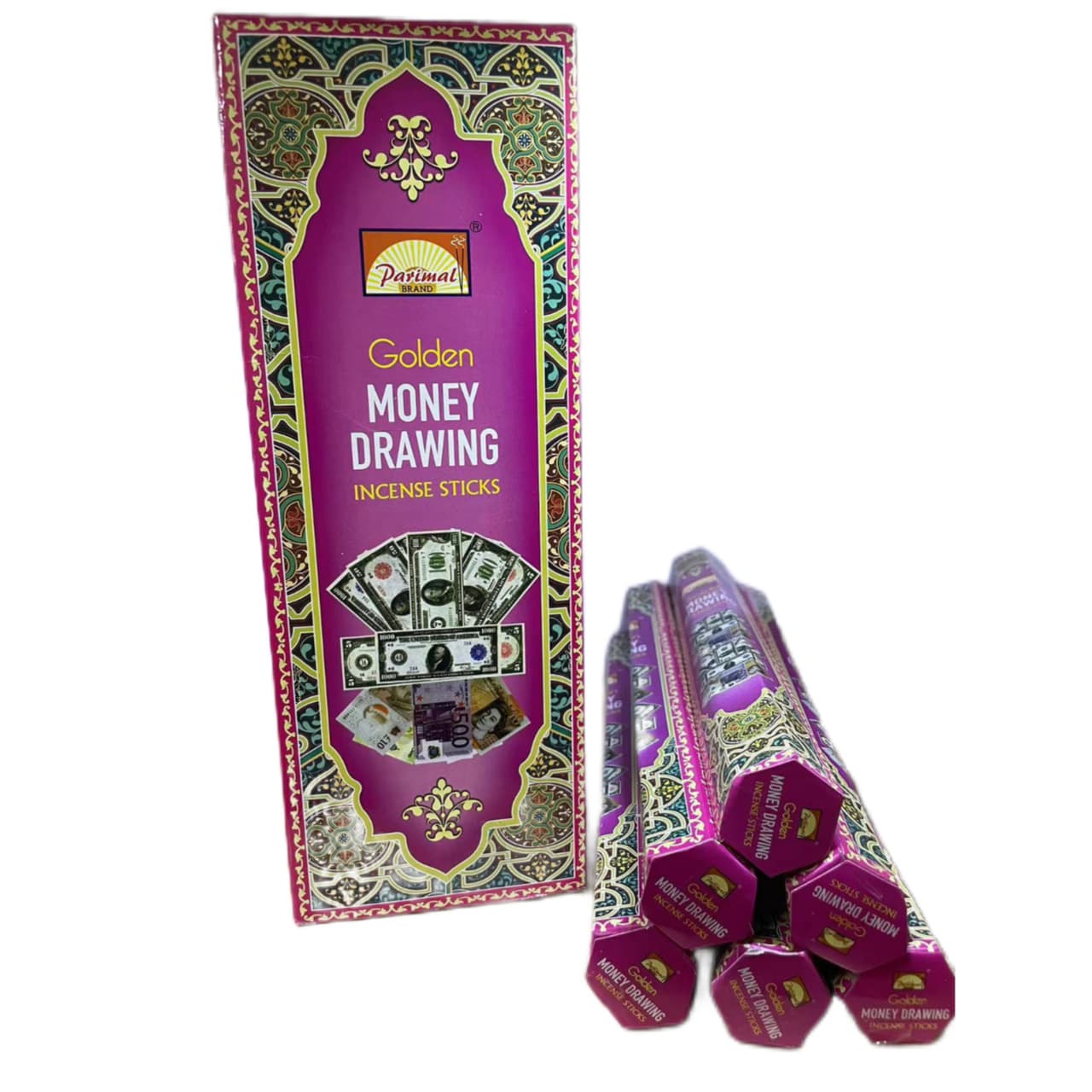 Indian Sandalwood Old Pagoda Incense, Tibetan Incense, PM Brand Hexagonal 6 Small Boxes, Approx. 120 Sticks