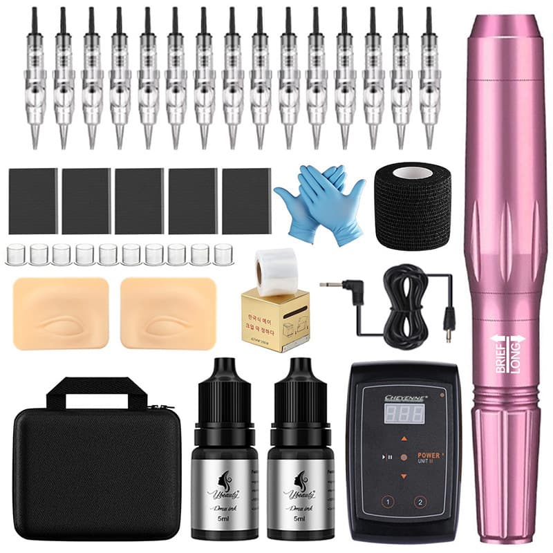 Semi-permanent Tattoo Machine Eyebrow Embroidery Kit for Beginners, Tattoo Needles, Eyebrow Practice Skin, Tattoo Supplies