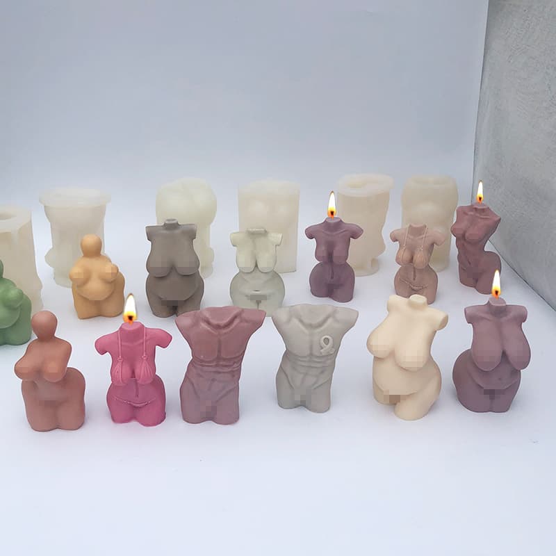 diy human body scented candle silicone mold 3D female human body glue resin ornament portrait plaster mold