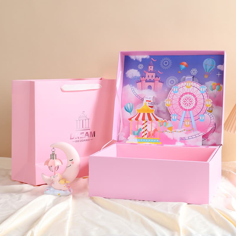 Pink Castle 3D Gift Box, Cosmetic Insulated Mug, Flip-Top Valentine's Day Gift Box, Student Stationery Gift Box