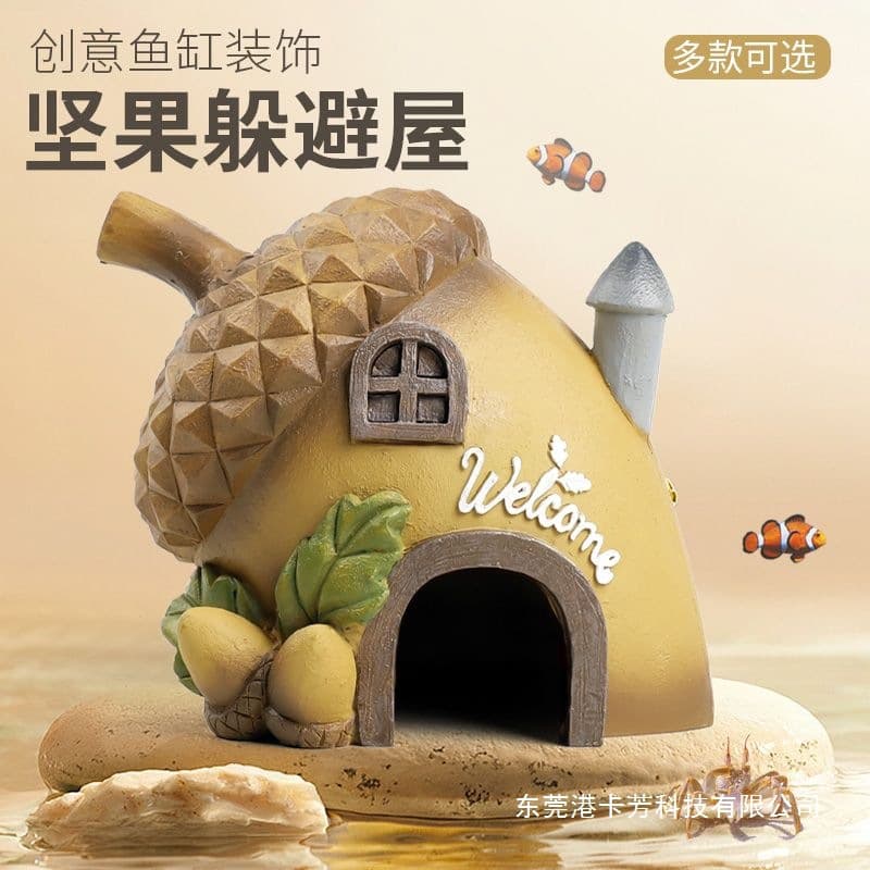 Fish tank landscaping ornaments, hiding mushroom house, pineapple house, fish and shrimp decorations, full set of breeding tanks, hiding holes