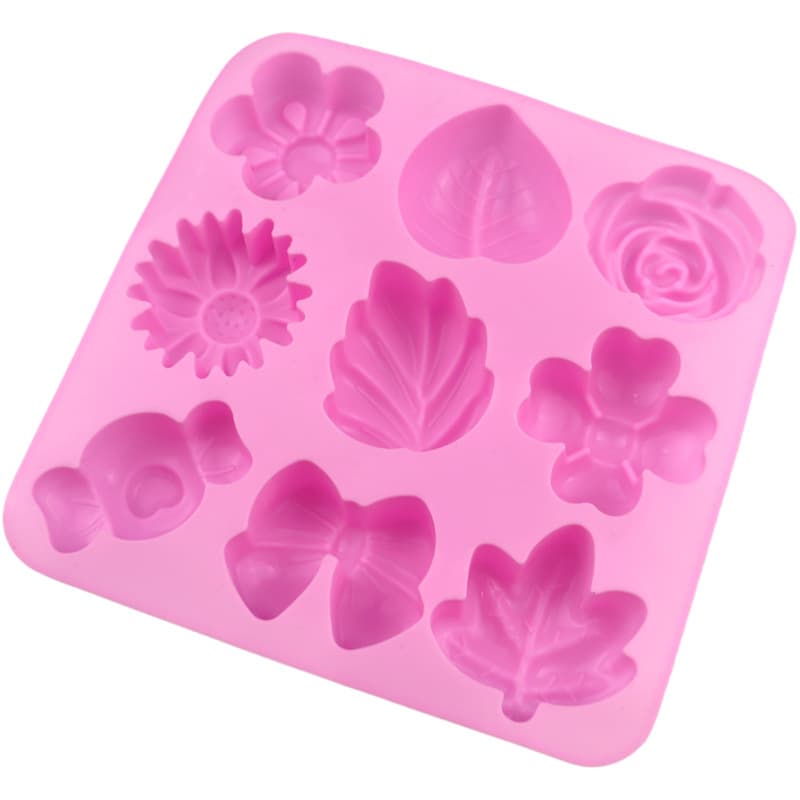 In Stock Wholesale Silicone Cake Mold 9-Cavity Flower & Grass Shape Silicone Mooncake Mold DIY Handmade Soap Aromatherapy Mold