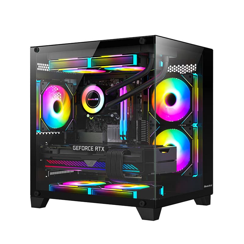 Huntkey S900 Sandstorm Panoramic Frameless Computer Case for Desktop Gaming PC