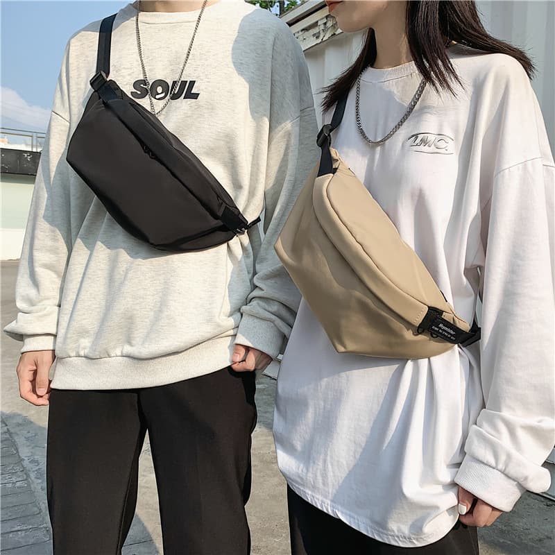 Crossbody bag for men Japanese trendy brand solid color chest bag temperament solid color student backpack casual shoulder bag sports waist bag for women