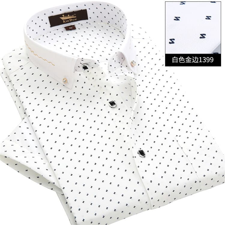 Jindun Men's Shirt White Business Shirt Men's Short Sleeve Wrinkle-Free Casual Slim Fit Dress Shirt