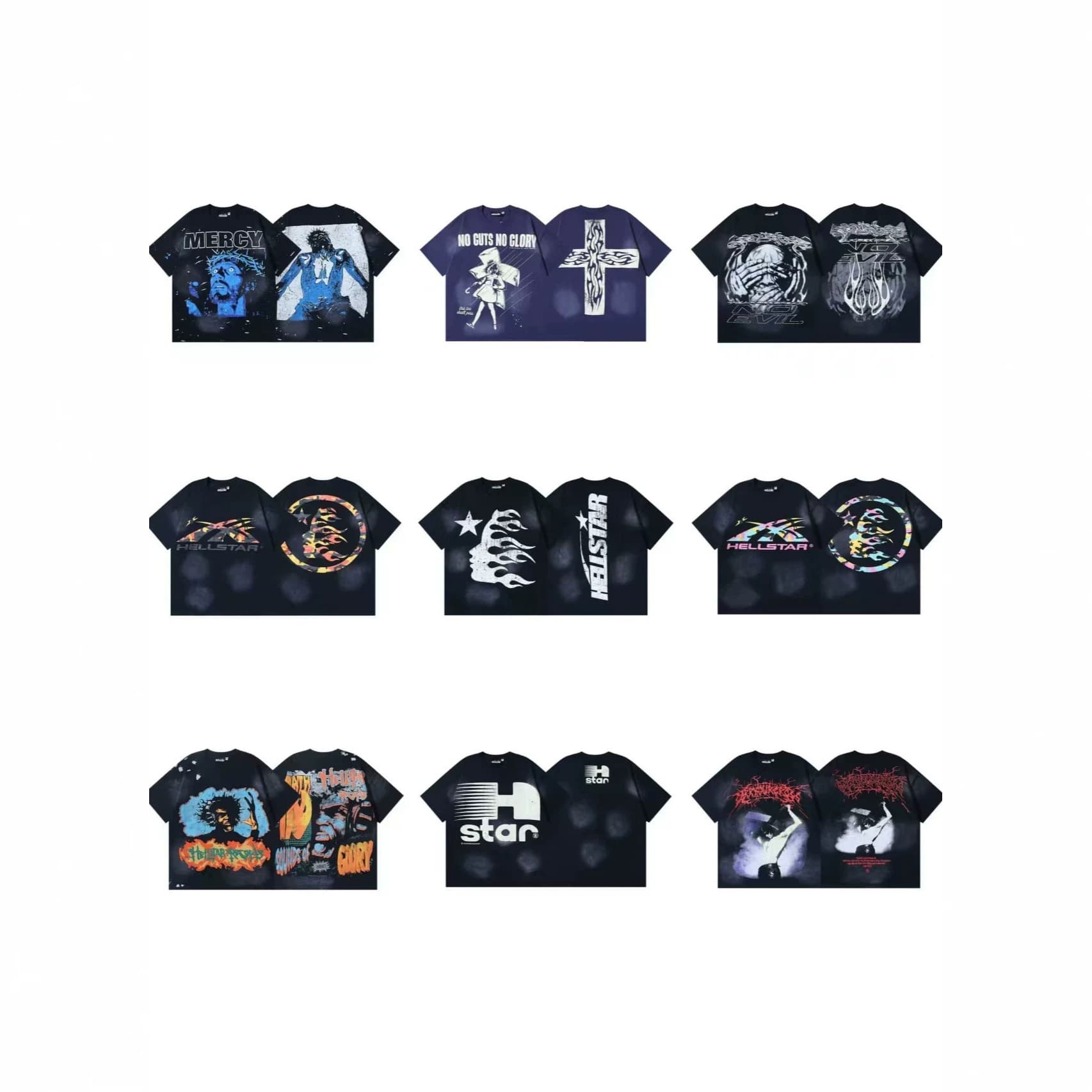 High Quality Hellstar Washed Vintage American Streetwear Printed Short Sleeve T-Shirt Wholesale