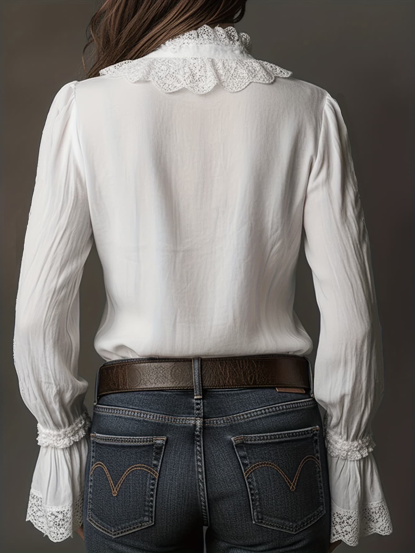 European and American Lace Blouse for Women, Designer Spring/Summer 2025 New Patchwork Thin Long-Sleeve Elegant Top