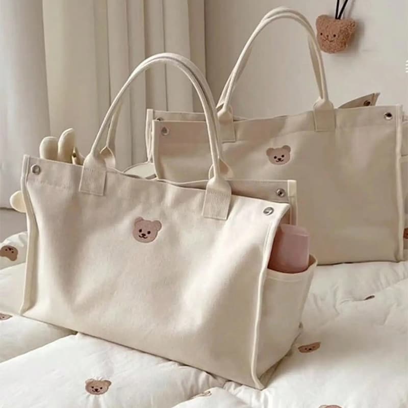 Large Capacity Soft Handbag Fashionable Multi-Functional Canvas Bag For Mothers And Babies Lightweight Easy To Carry