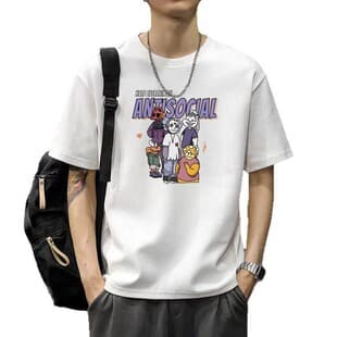Trendy brand T-shirt men new heavy weight short sleeve summer clothing top loose white tee round neck half sleeve men's