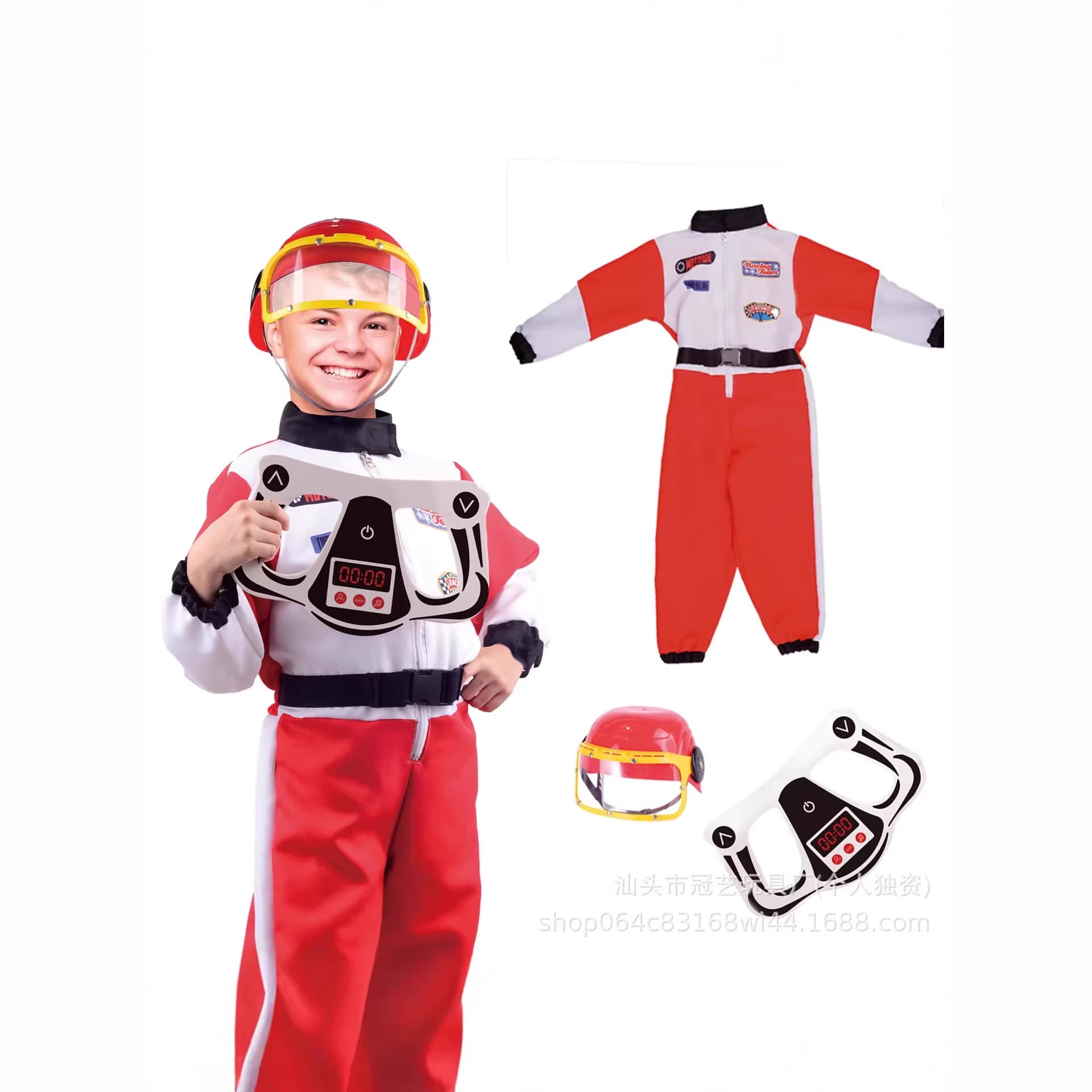 Direct Sales Kids Racing Driver Costume Stage Performance Costume Pretend Play Role-Playing Costume New Uniform Set