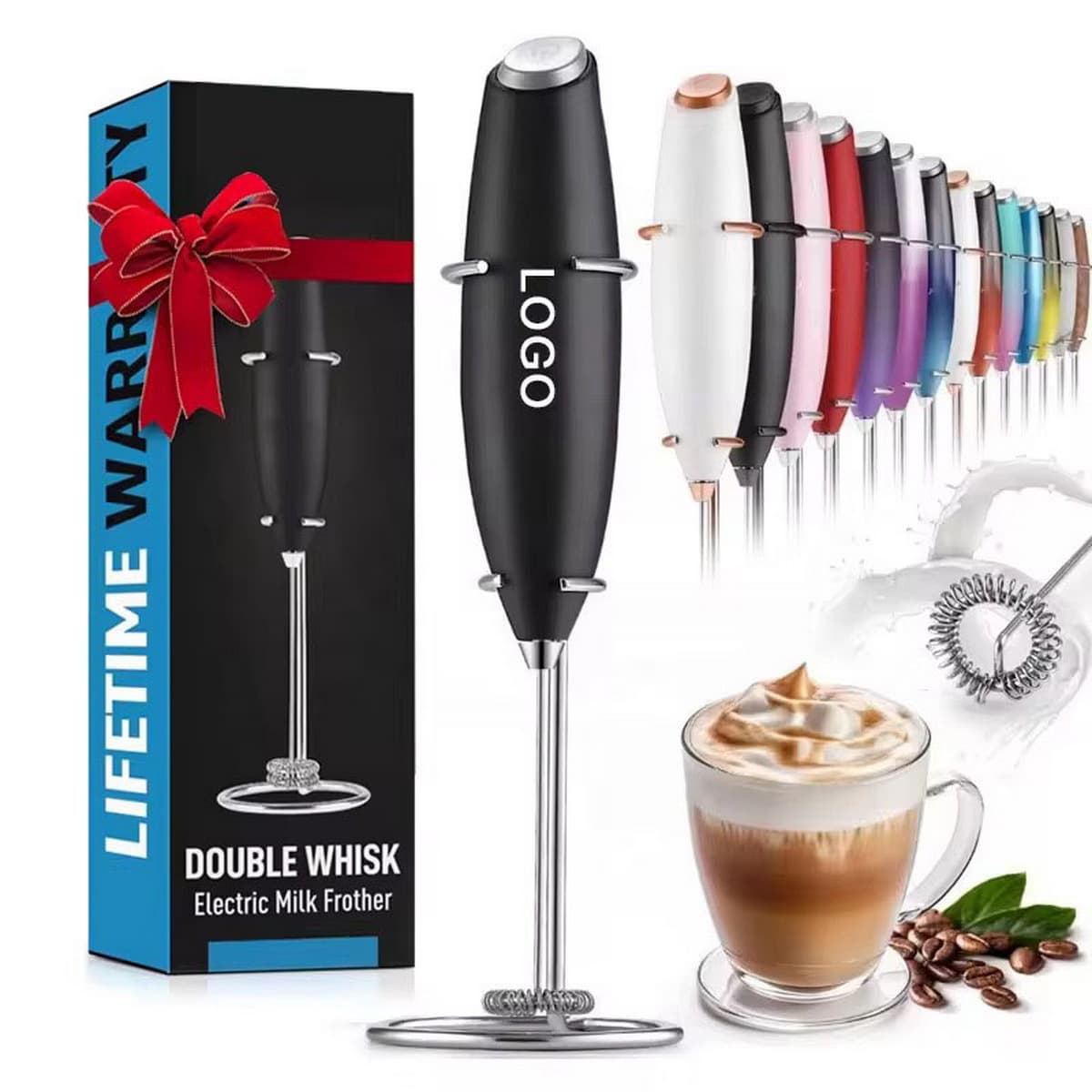 [Color Box] Handheld Electric Milk Frother, Cafe-Specific, One-Key Intelligent Start-Stop, Handheld Electric Egg Beater