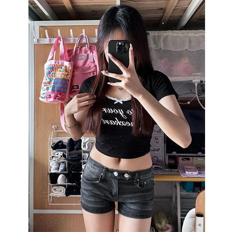 American-style Spicy Girl Sand Gray Denim Short Shorts for Women, New Sexy Low-Rise Ins Style Tight Stretchy Hip-Hugging Hot Pants