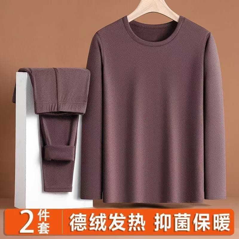 Men's Thermal Underwear Set Long Sleeve Double-sided Velvet Warm Base Layer T-shirt Winter Bottoms Innerwear Shirts