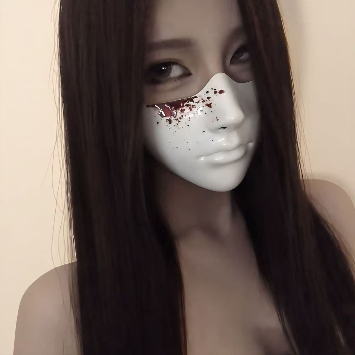 Half-face mask perfect face shape bionic cosplay blood plasma cyberpunk mechanical tech fake face