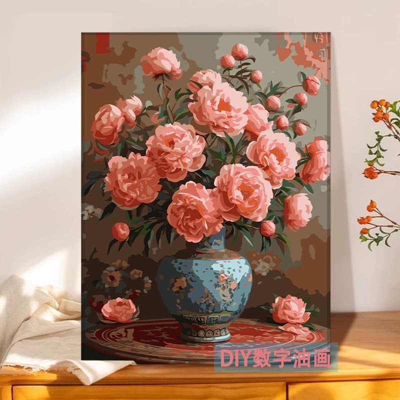 Rose rose diy digital oil painting hand-painted coloring healing flower decompression filling acrylic paint decorative painting