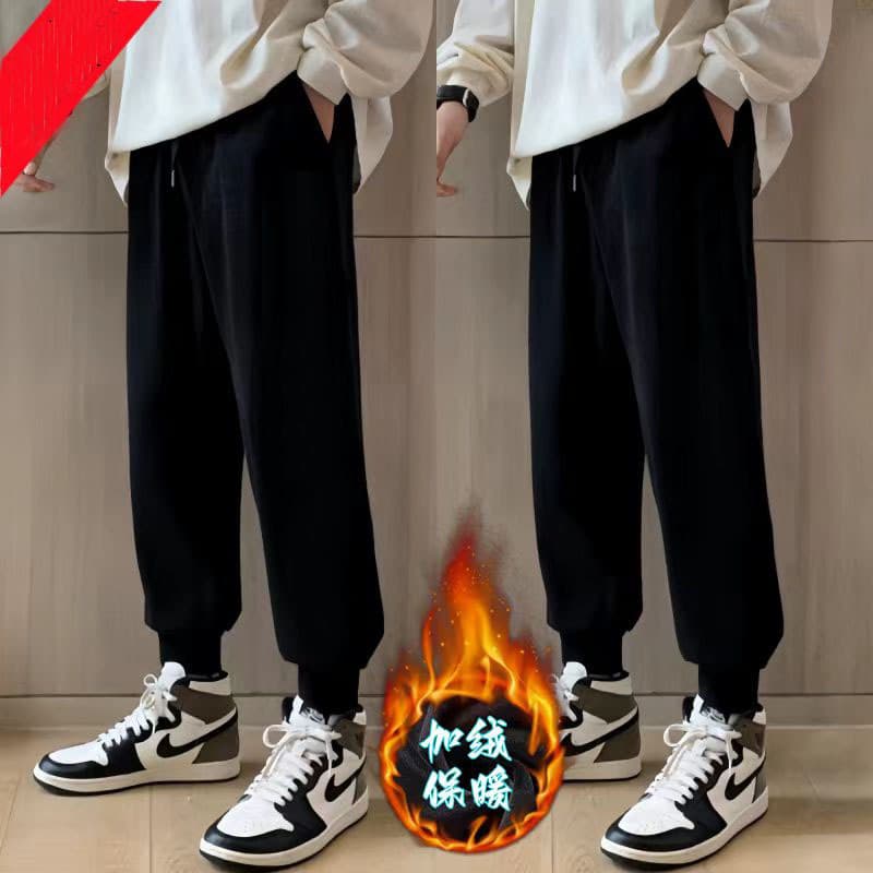 Hot-selling autumn/winter pure cotton sport pants unisex fleece-lined thickened loose trendy tapered-leg sweatpants, men's casual pants