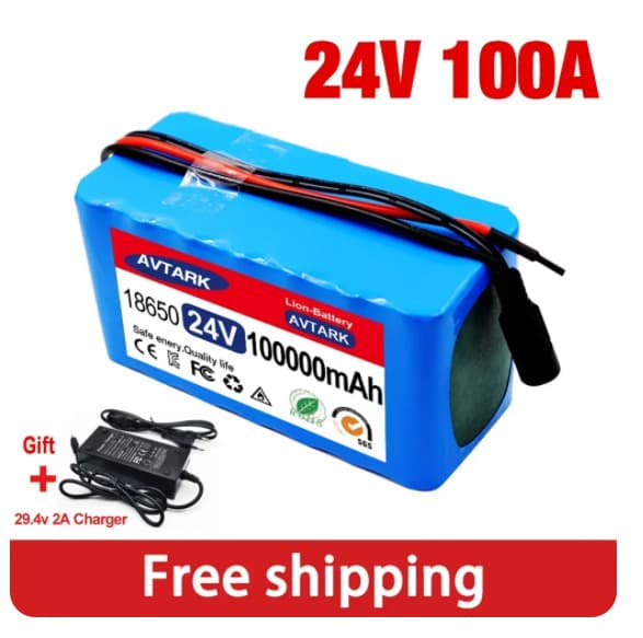 24V 100000mAh 7S3P 18650 Rechargeable Lithium-Ion Battery Wheelchair Bicycle Battery Pack