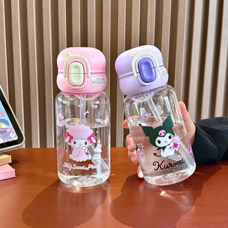 Sanrio Kids Water Bottle for Girls 2026 New Summer Cute Straw Water Bottle Dual-Drink Cup for Elementary School Students