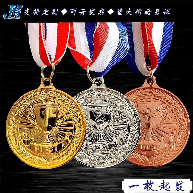 Trophy Style 123 Medals Gold Silver Bronze Hanging Plaque for School Students Children Sports Games Vintage Shiny Competition Badge Prize