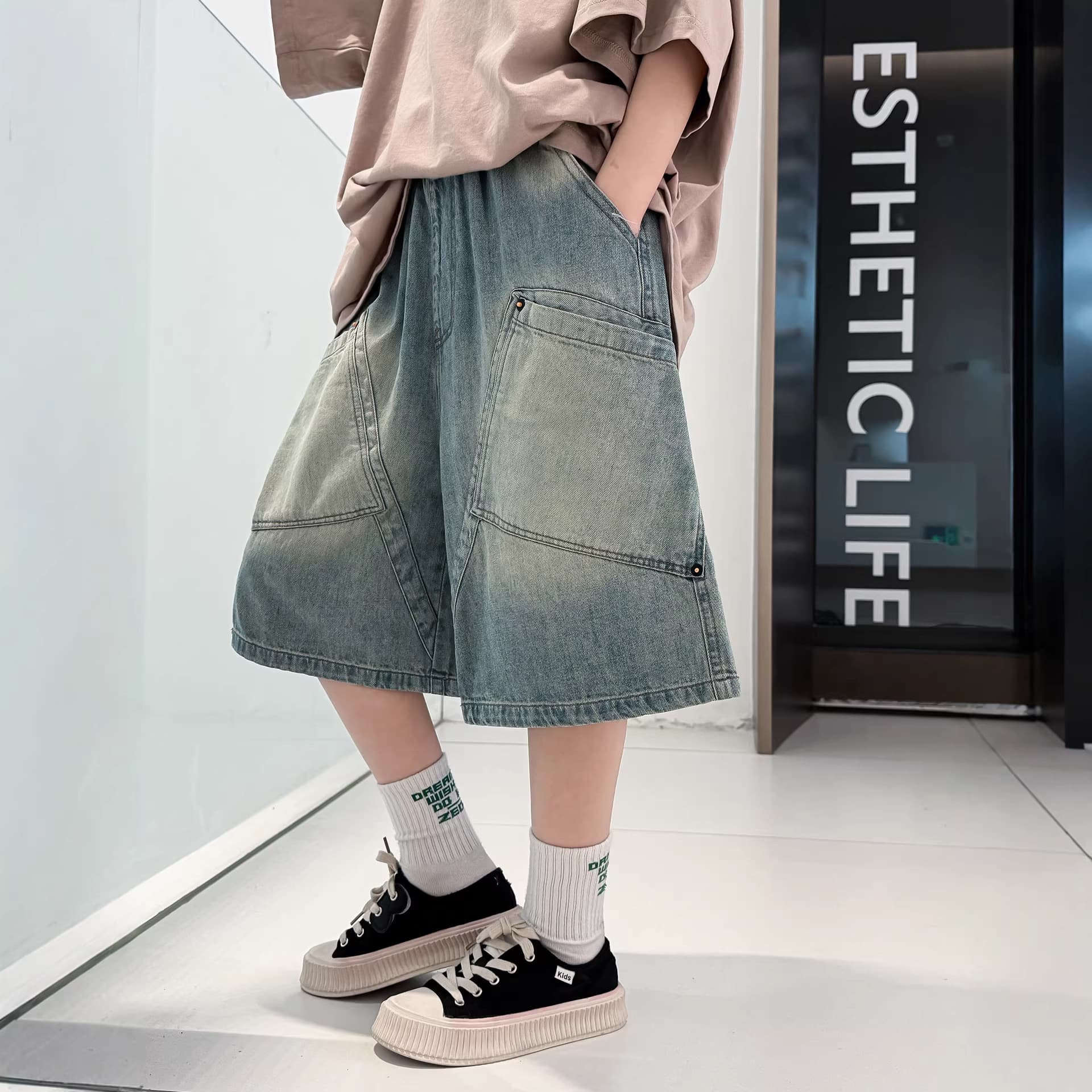 Boys' Denim Shorts 2026 New Style Summer Casual Soft Denim Pants for Older Children