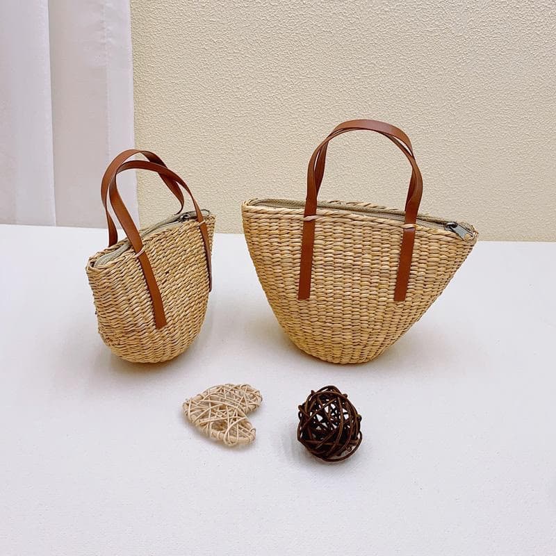 Cute Shell Handbag for Girls Crossbody Bag Korean Style Princess Handheld Bag Children's Craft Grass Bag Daily Match Small Size