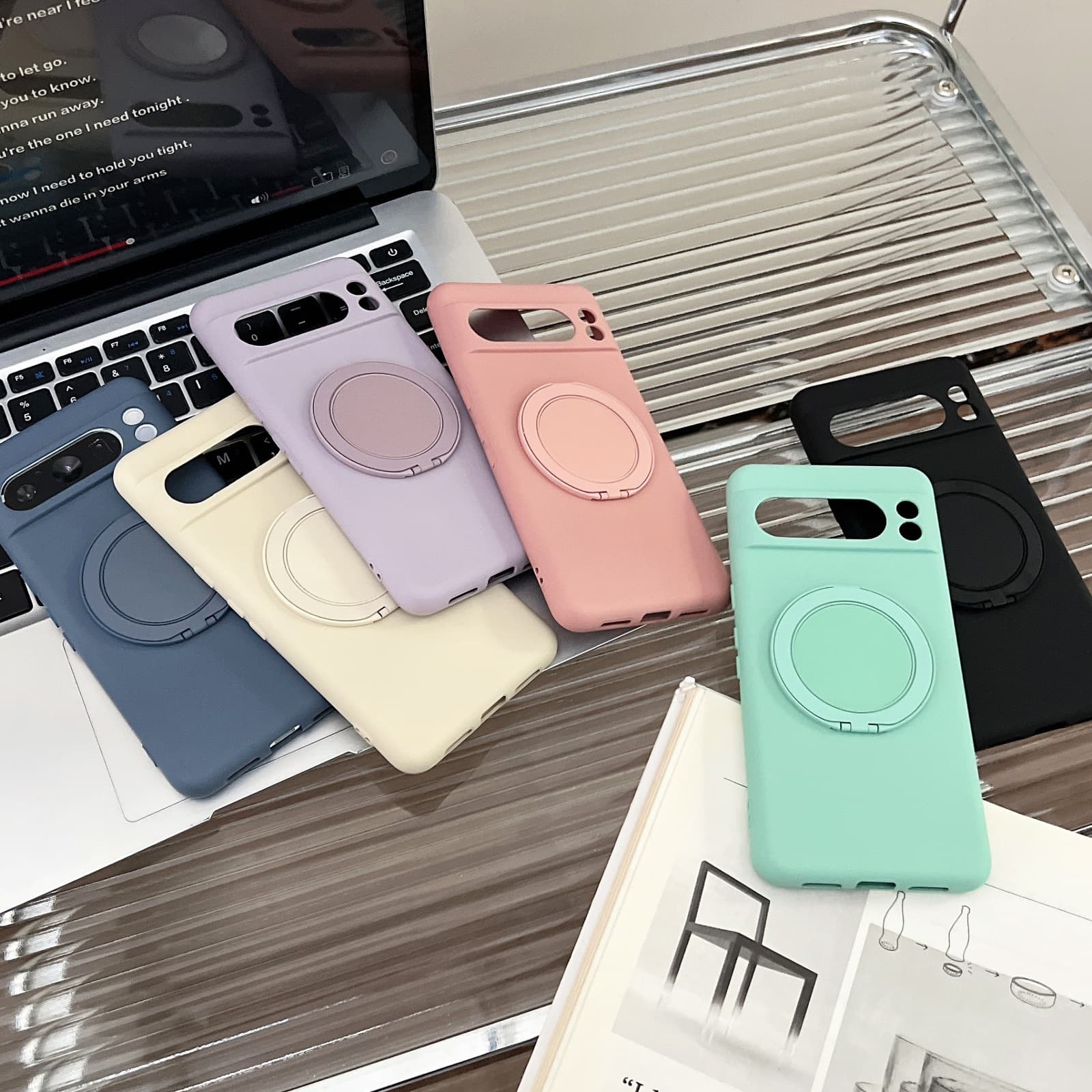 Compatible with Pixel 10 Pro XL Phone Case, Google 9 Pro XL Pivot Stand Liquid Silicone Case, Google 9 Pro Protective Cover