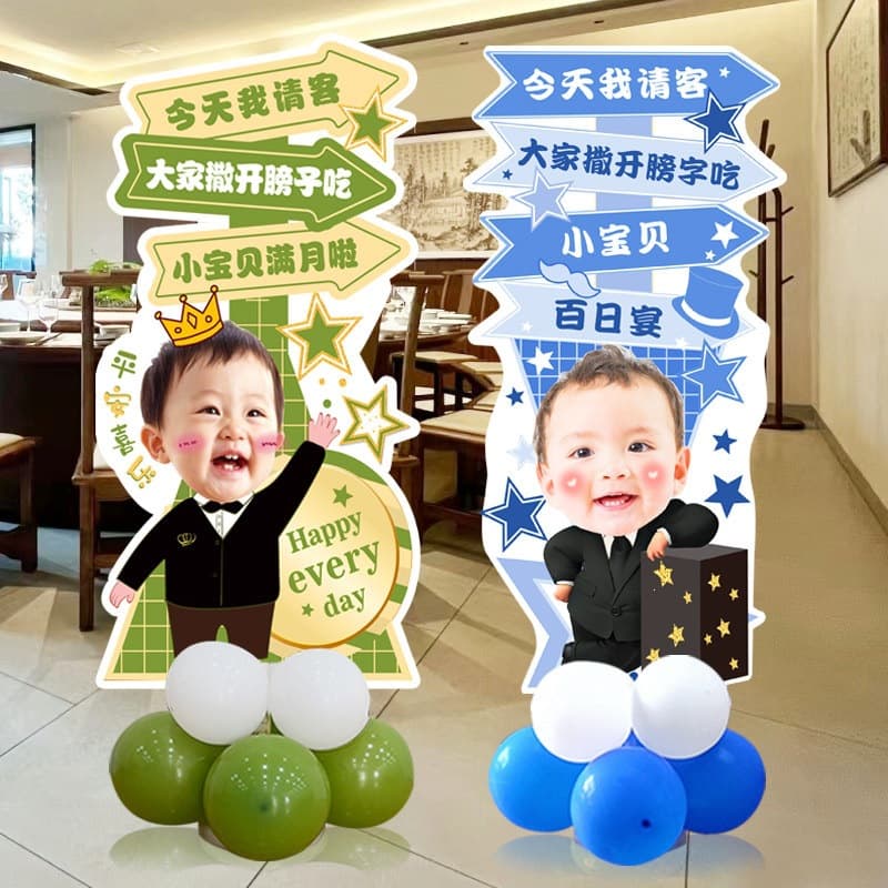 Welcome Sign for Baby Boy's 1st Birthday, 100-Day, Full Moon, 30-Day Decoration, Background Wall Kt Board Custom