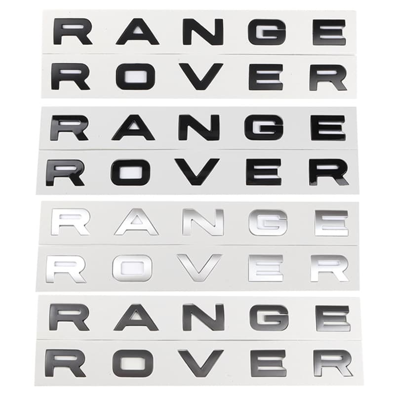 For Range Rover emblem letters, Land Rover Evoque hood emblem, front and rear English badge
