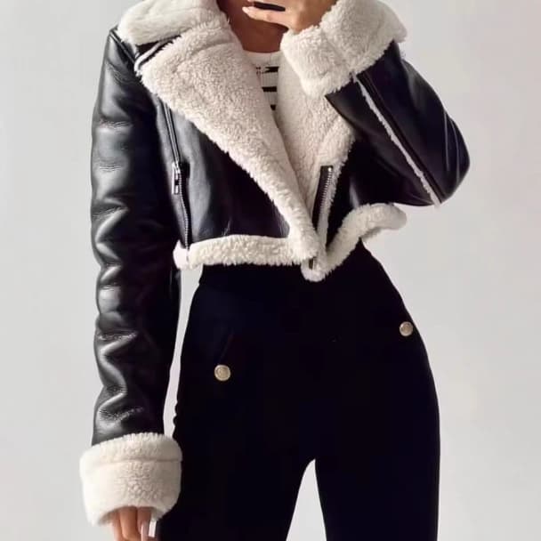 Cross-border Trade European and American Style Women's Clothing ZA AliExpress Bestseller New Street Fashion Faux Shearling Lapel Jacket Coat