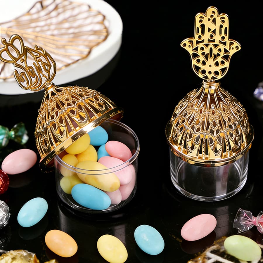 Middle East cross-border hollow electroplated gold candy packaging box banquet wedding souvenir wedding candy box dessert display box