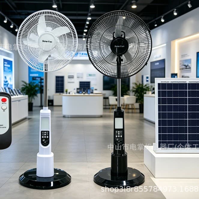Cross-border solar fan adjustable high wind solar charging fan camping fan 18-inch floor fan