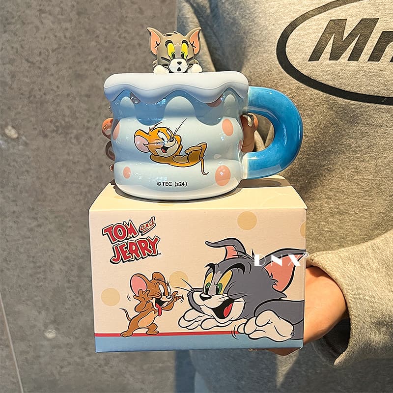 Cat and Mouse Mug, High-Quality Ceramic Water Cup with Lid for Women, Milk Coffee Cup, Cute Birthday Gift