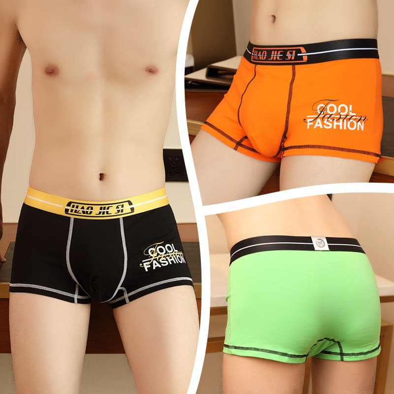 Men's underwear, men's boxer briefs, cotton trendy mid-waist personality, sexy youth breathable sports underwear, boxer shorts