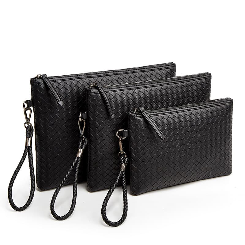 2022 New Woven Leather Clutch Bag Men's Wallet Soft Handbag Large Capacity Phone Bag Business Underarm Bag