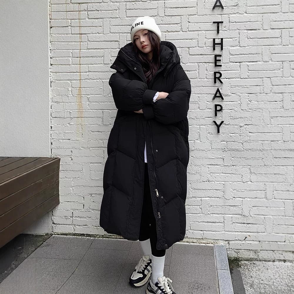Manufacturer Thickened Long Down Coat for Women Over Knee 2024 New Korean Loose White Duck Down Winter Puffer Jacket