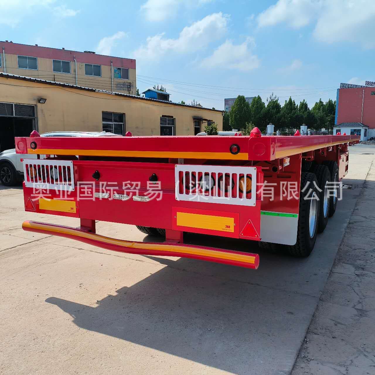 Cross-border Nigeria 3-axle 40ft mechanical suspension container flatbed semi-trailer container transport vehicle