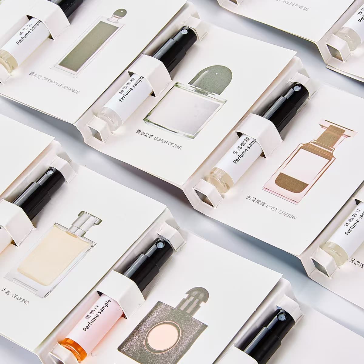 Perfume sample 3ml with nozzle card q version trial version perfume for men and women long-lasting night market stall live broadcast wholesale