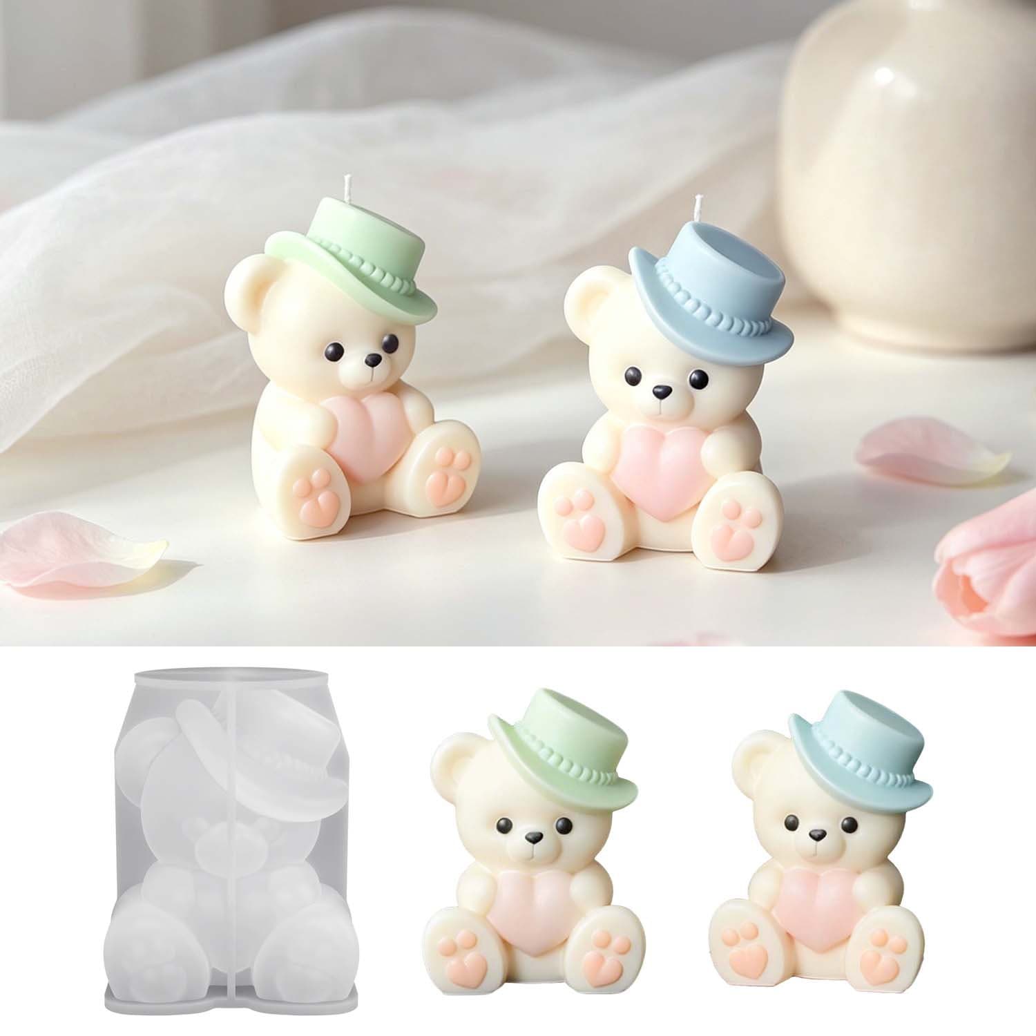 Yixing DIY Top Hat Bear Resin Plaster Silicone Mold Decorative Ornament Scented Candle Mold Cross-border