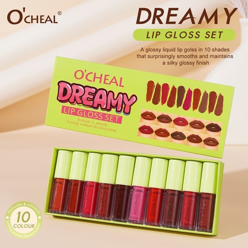 OCHEAL Dream Non-stick Cup Lip Glaze Set Moisturizing Liquid Water Gloss Lip Gloss Waterproof Not Easy to Fade Lipstick Cross-border