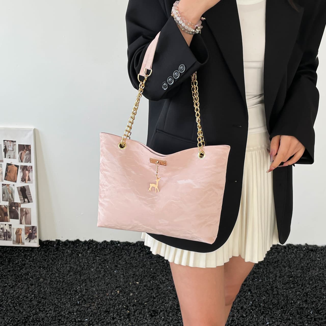 Retro commuter texture chain shoulder bag for women 2024 winter new fashion style ins armpit bag tote bag for women