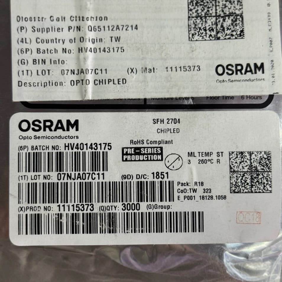 SFH 2704 OSRAM silicon PIN photodiode, 900NM, heart rate blood oxygen monitoring LED