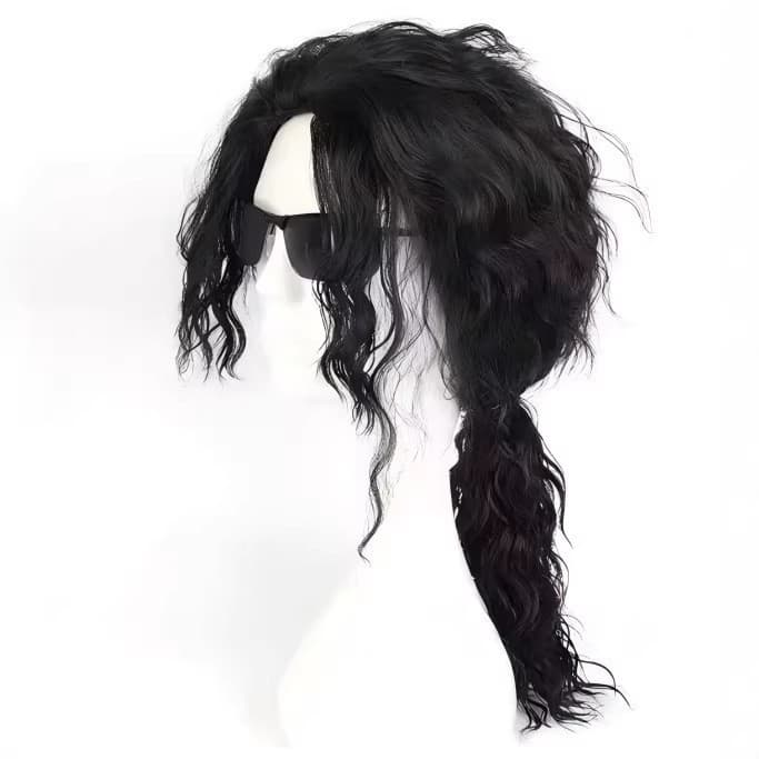 New cross-border European and American style Michael Jackson wig, black wool curly medium-length wig for cosplay, wholesale.