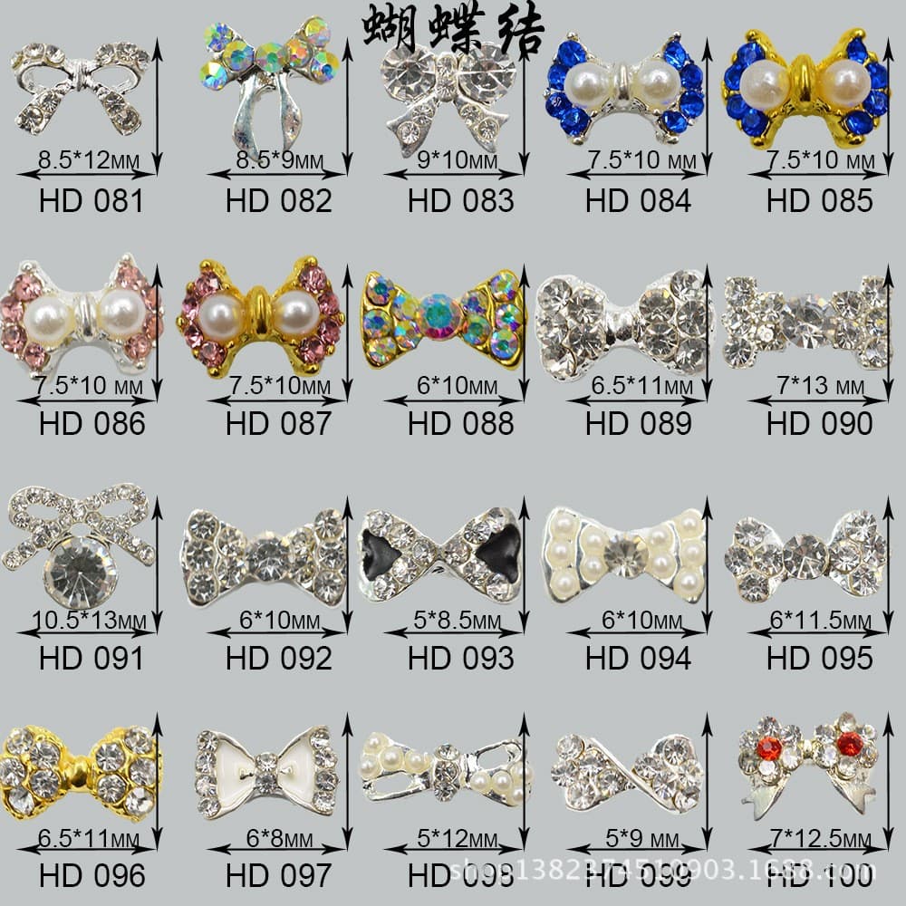 Bow Nail Jewelry Diamond Rhinestone Super Flash Japanese Internet Popular Nail Decoration Pearl Diamond Jewelry