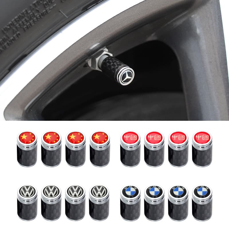 Car Tire Valve Stem Cap Anti-Theft Wrench Personalized Carbon Fiber Tire Decorative Valve Cap Universal Type