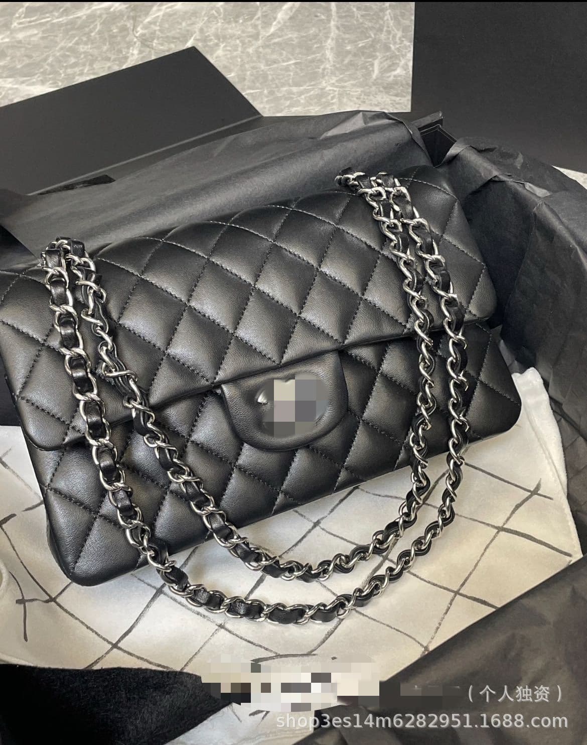 Cross-border genuine leather women's bag, Chanel-style CF underarm single-shoulder small gold ball crossbody bag, diamond-quilted chain, Chanel-style
