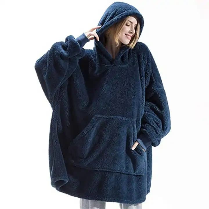 Homewear Autumn and Winter New Comfortable Loose Double-sided Fleece Hoodie Thickened Wearable Blanket Couples Outdoor Warm Clothing