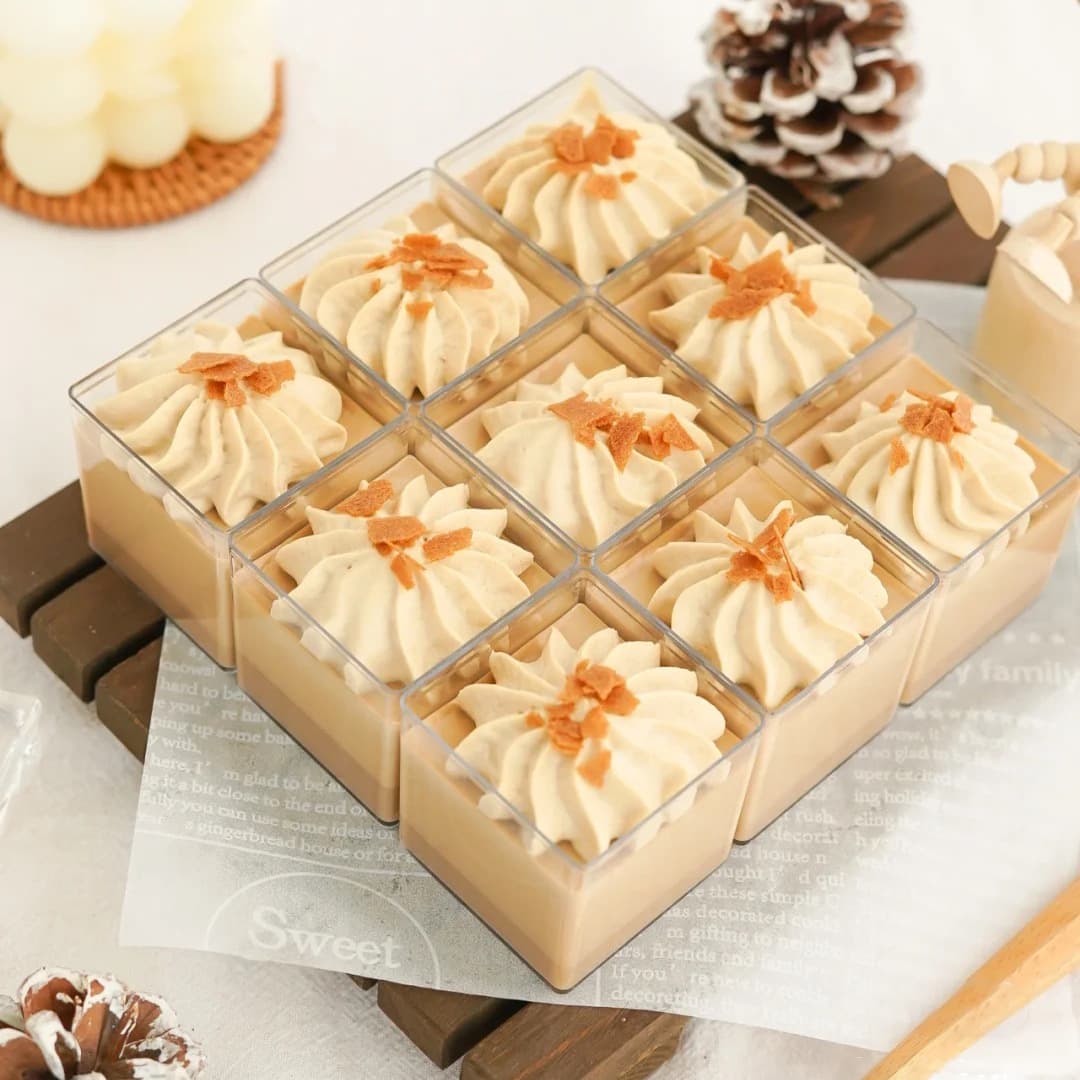 Fruit cube mousse cup disposable hard plastic jelly pudding cup jelly cup cake dessert cup straight mousse cup