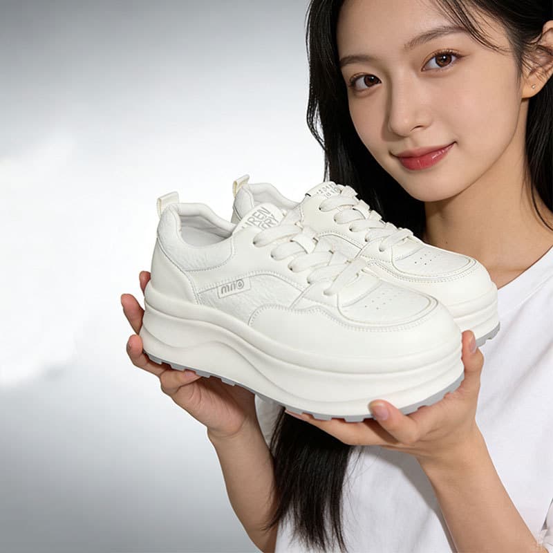 No. 11 Hong Kong Trendy Brand Dd&Kk White Sneakers with Thick Soles, Platform Shoes for Women, Height-Increasing, Slimming, Casual Sports Sneakers