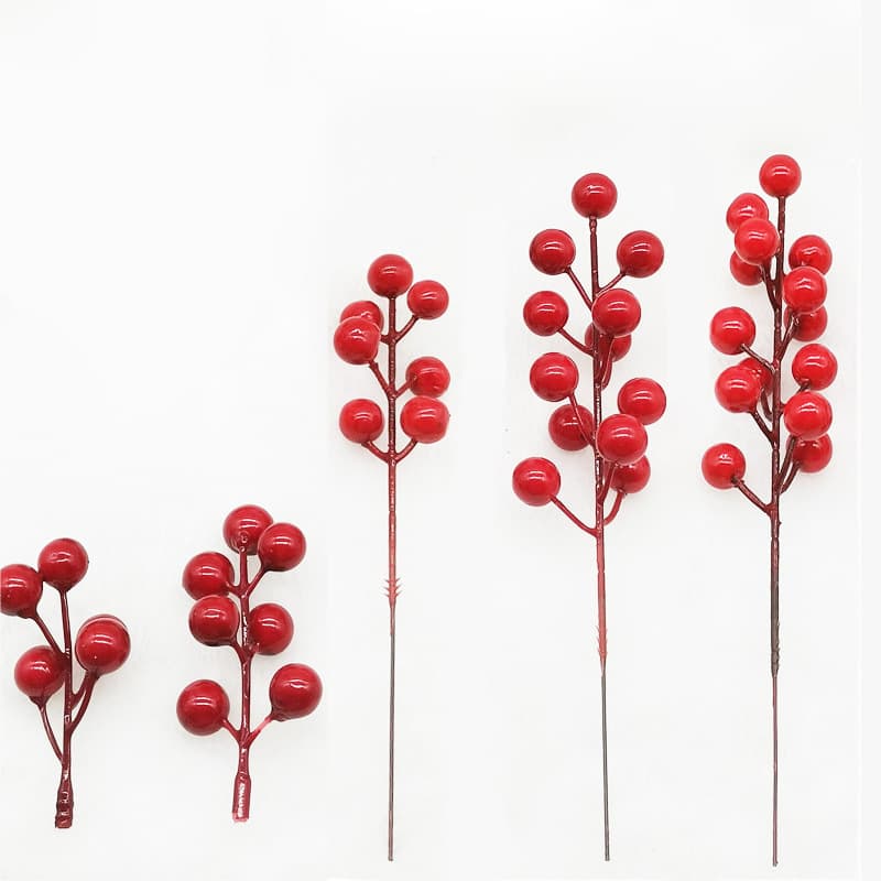 New Year Red Fruit Christmas Decoration 7 Heads Pomegranate Fruit 12 Heads Red Fruit Fortune Fruit Holly Fruit Christmas Tree Accessories Lot