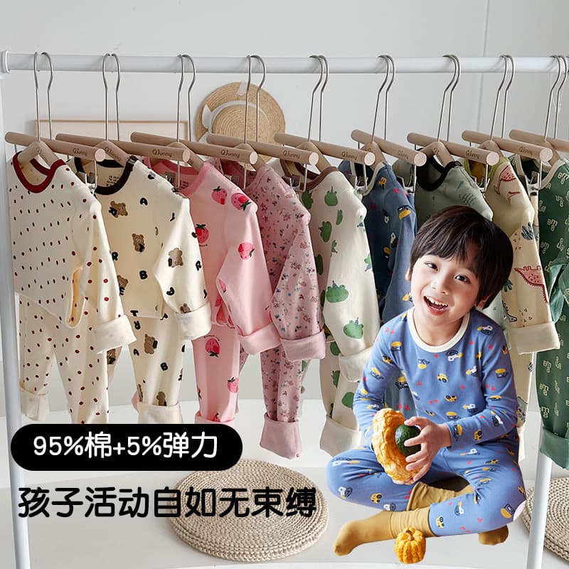 Kids Thermal Underwear Set Cotton Boys Warm Base Layer Pajamas for Toddlers and Older Children Girls Long Johns Winter